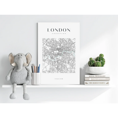 Minimalist London city map on insigne aluminum prints