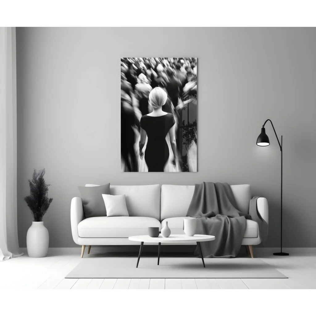 Blonde Woman Silhouette Canvas Wall Art Black and White Print | Modern Wall Art Decor | vintageantiquesgifts.com