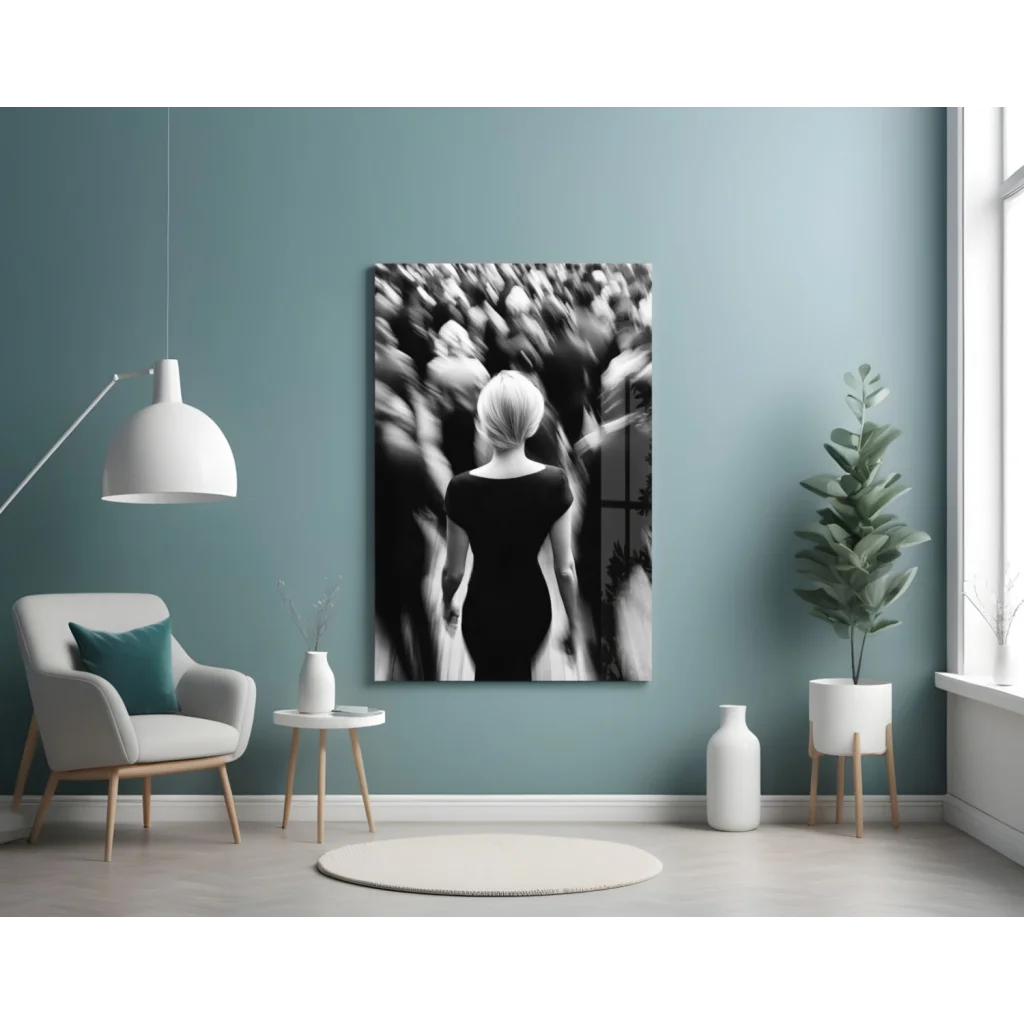 Blonde Woman Silhouette Canvas Wall Art Black and White Print | Contemporary Home Wall Art | vintageantiquesgifts.com