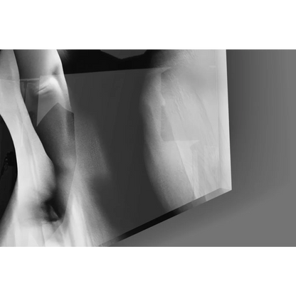 Abstract black-and-white blonde woman silhouette wall art print