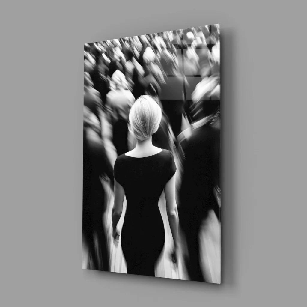 Blonde Woman Silhouette Canvas Wall Art Black and White Print | Glass Wall Art Print | vintageantiquesgifts.com