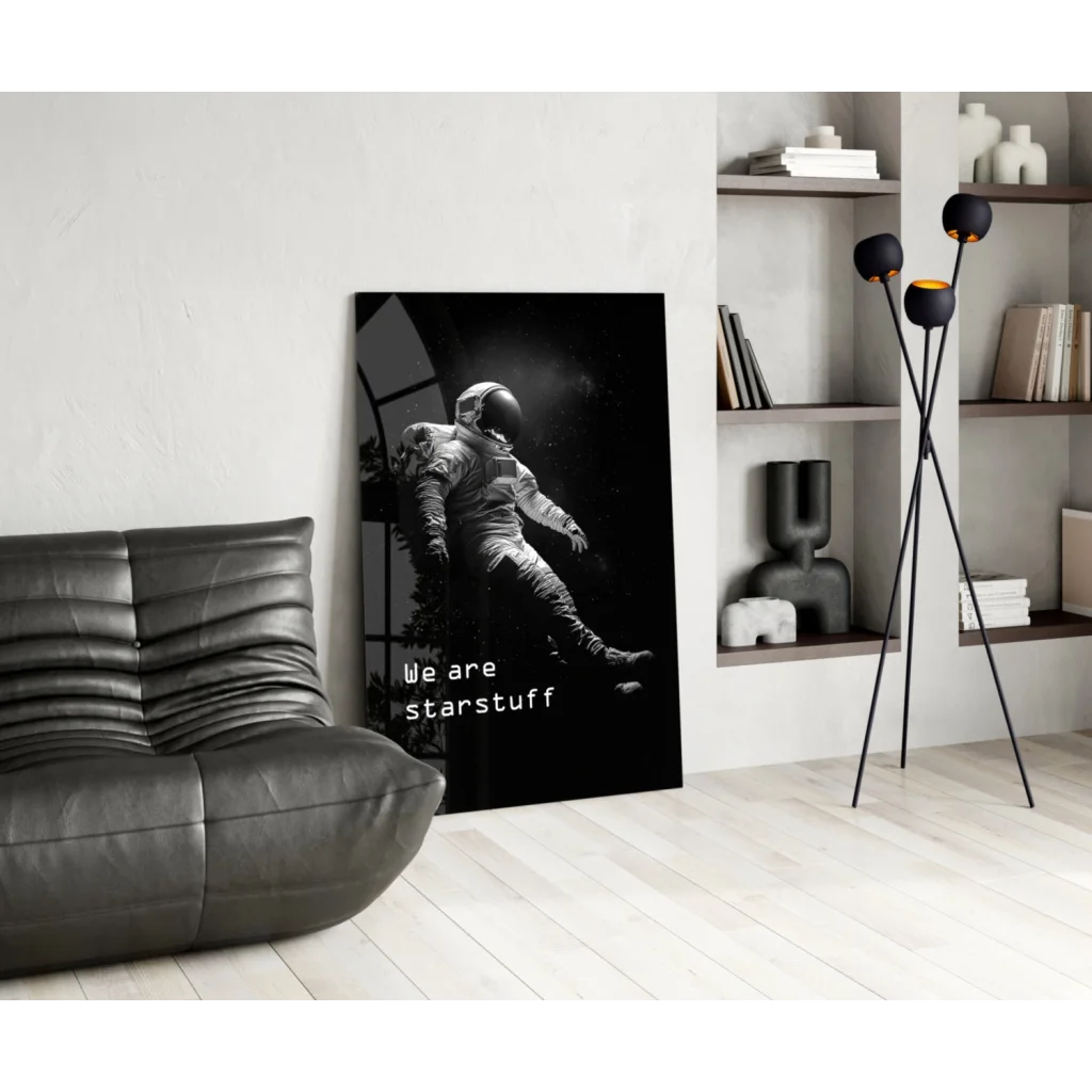 Black and white astronaut wall art canvas print we are starstuff