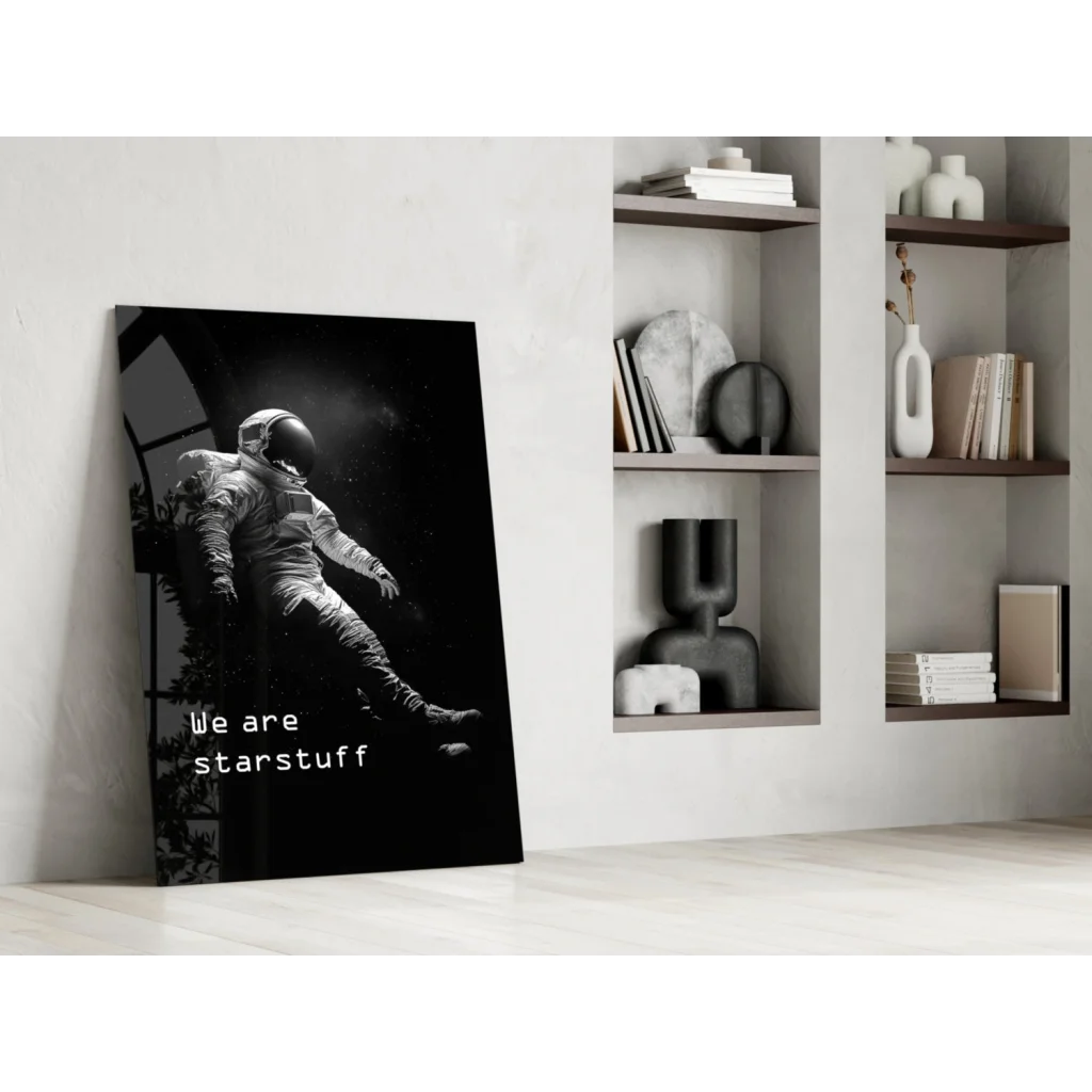 Monochrome astronaut canvas wall art print we are starstuff in space