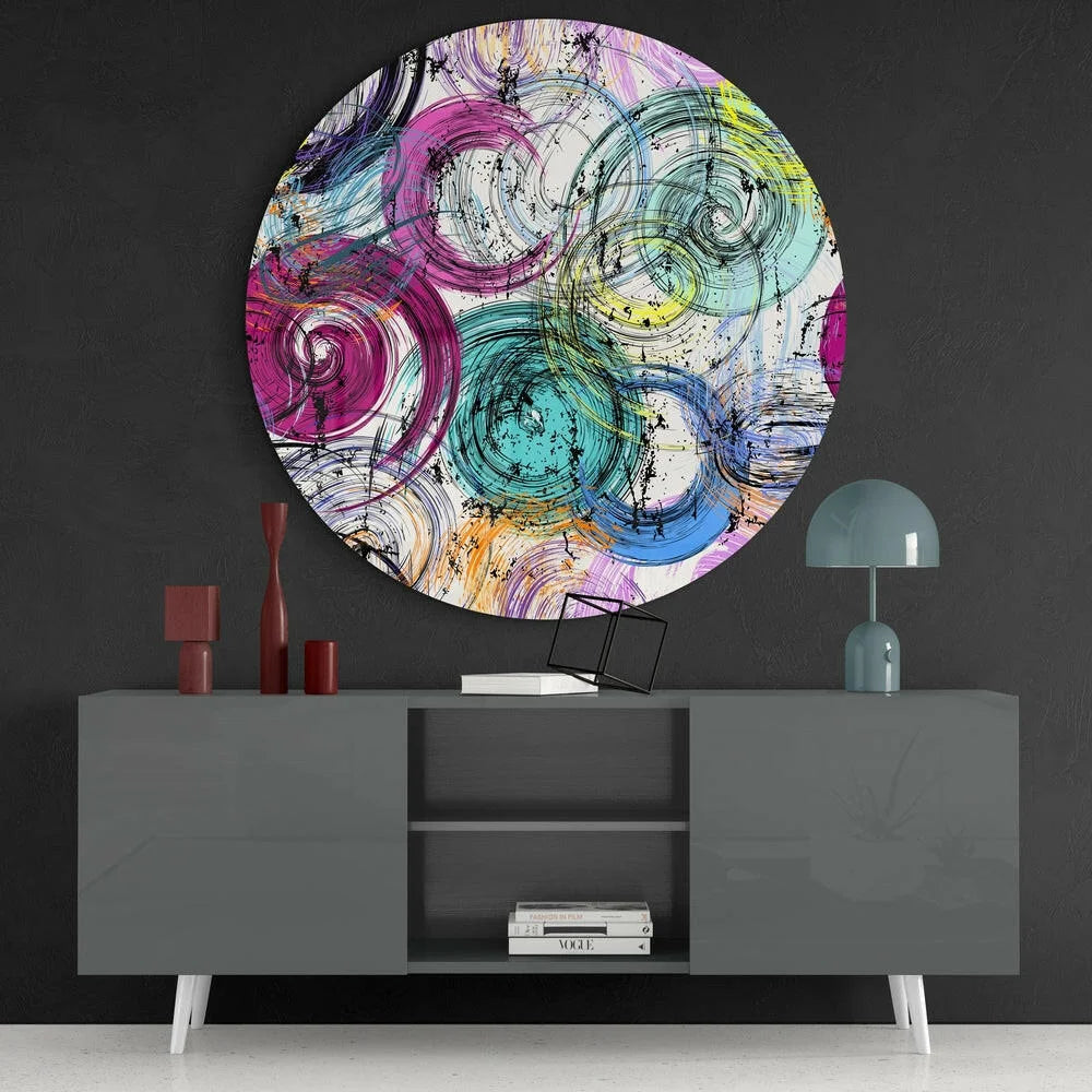 Stunning Tempered Glass Art with Vibrant Swirling Colors | Contemporary Home Wall Art | vintageantiquesgifts.com