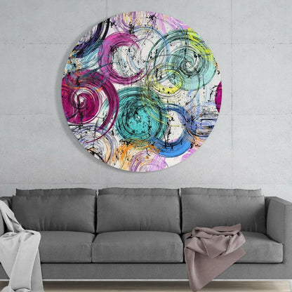 Stunning Tempered Glass Art with Vibrant Swirling Colors | Glass Wall Art Print | vintageantiquesgifts.com
