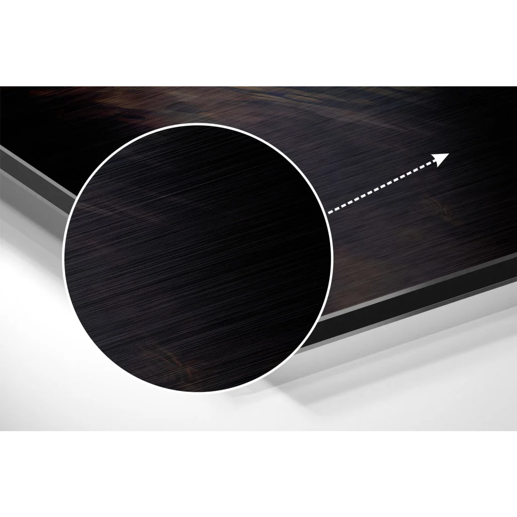 glass wall art Sleek brushed aluminium dibond wall art print in black metal frame