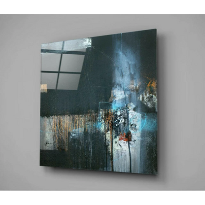 Stunning textured abstract canvas wall art with bold blue accents