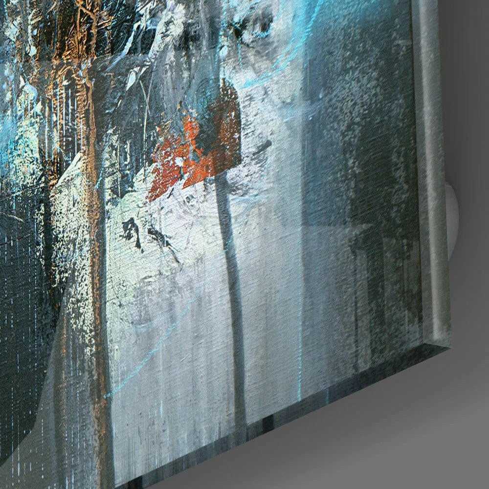 Stunning textured abstract canvas wall art in muted grays and blues