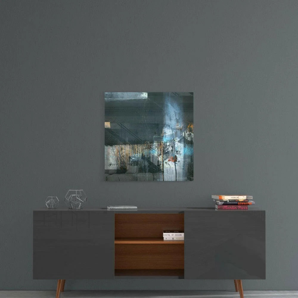 Stunning textured abstract canvas wall art in gray, blue, white