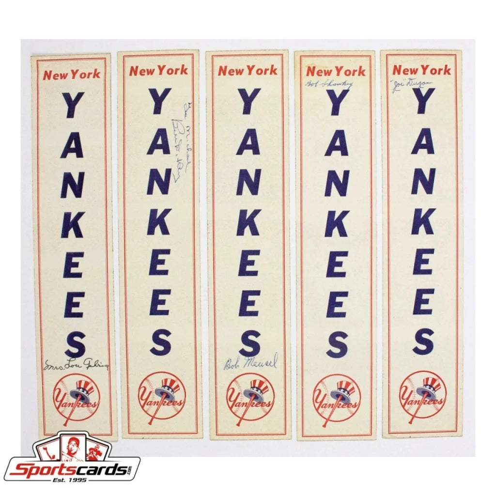 5-pack New York Yankees autographed bookmarks with signed decals