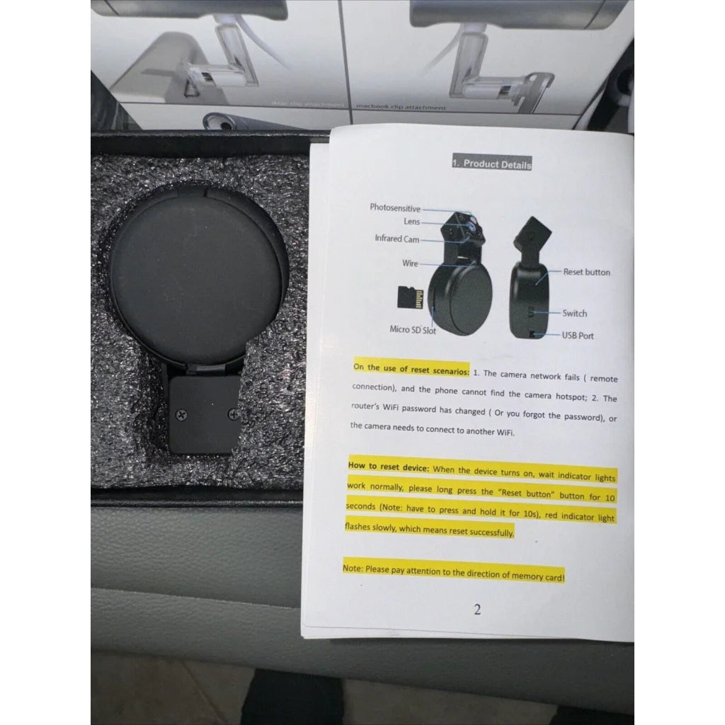Black circular wireless car camera with matte finish in lot offers