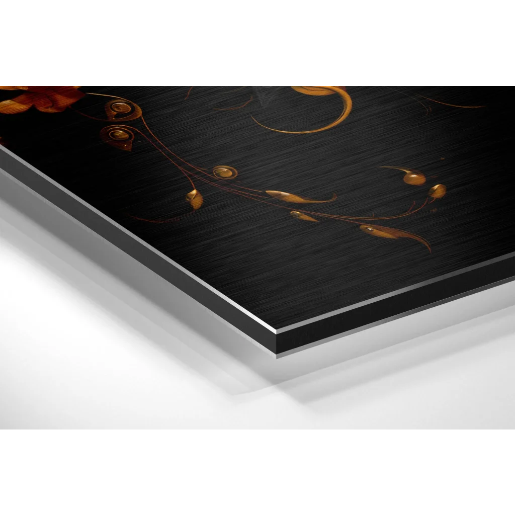 Stunning Gold Floral Brushed Aluminium Dibond Wall Art | Glass Wall Art Print | vintageantiquesgifts.com