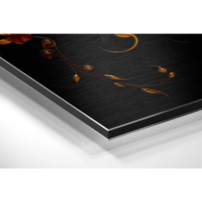 Stunning Gold Floral Brushed Aluminium Dibond Wall Art | Glass Wall Art Print | vintageantiquesgifts.com