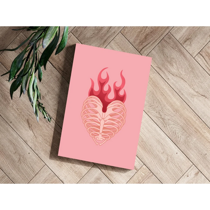 Flaming Heart Ribcage Insigne Aluminum Prints | Modern Wall Art Decor | vintageantiquesgifts.com