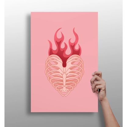 Flaming Heart Ribcage Insigne Aluminum Prints | Insigneart USA | vintageantiquesgifts.com
