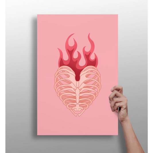 Flaming Heart Ribcage Insigne Aluminum Prints | Insigneart USA | vintageantiquesgifts.com
