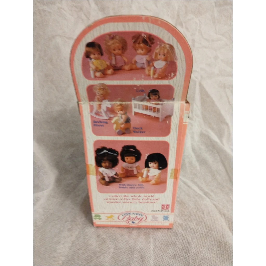 Rare 1987 Curly Brunette Baby Doll Hasbro vintage box with pink design