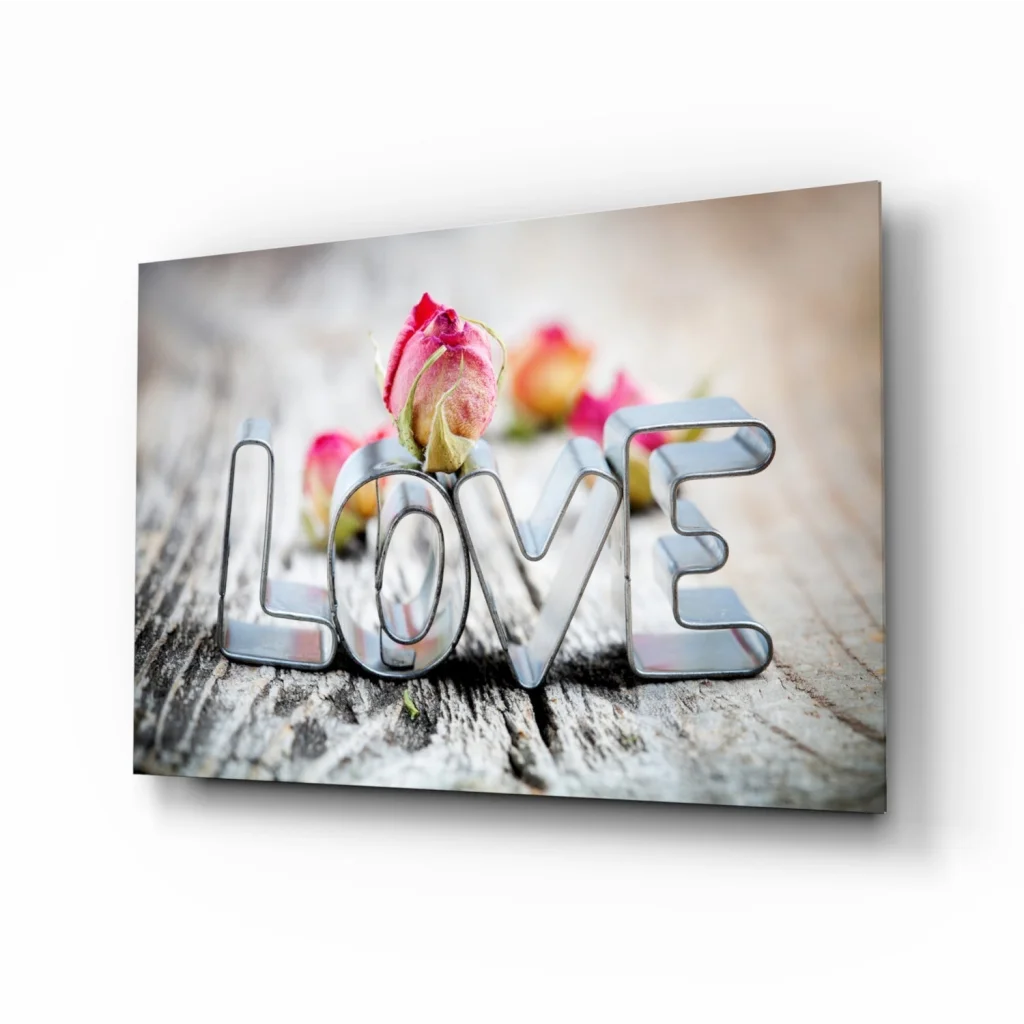 Love Roses Silver Metallic Glass Wall Art Canvas Print | Insigneart USA | vintageantiquesgifts.com
