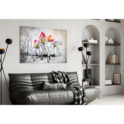 Love Roses Silver Metallic Glass Wall Art Canvas Print | Contemporary Home Wall Art | vintageantiquesgifts.com