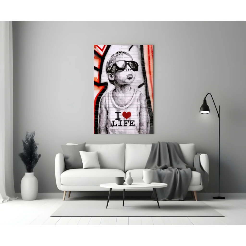 I Love Life Graffiti Kid Canvas Wall Art Print | Modern Wall Art Decor | vintageantiquesgifts.com