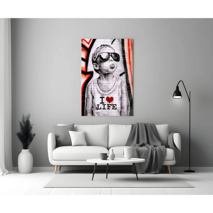 I Love Life Graffiti Kid Canvas Wall Art Print | Modern Wall Art Decor | vintageantiquesgifts.com