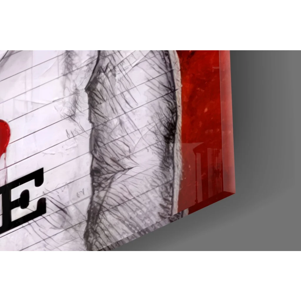 Bold red and black abstract wall art canvas with textured sketchy design