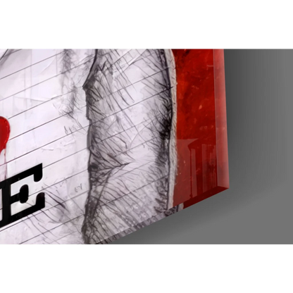 Bold red and black abstract wall art canvas with textured sketchy design