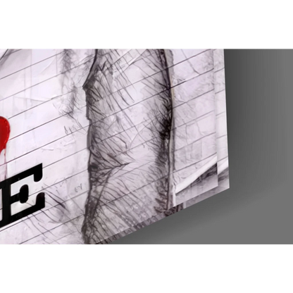 Black and white sketch poster of red dripping heart graffiti wall art print