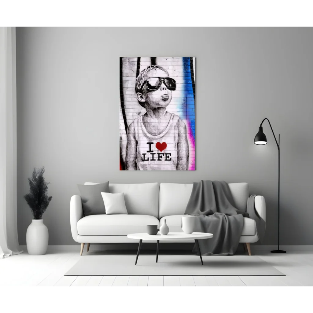 Vibrant I Love Life canvas wall art print with bold colors