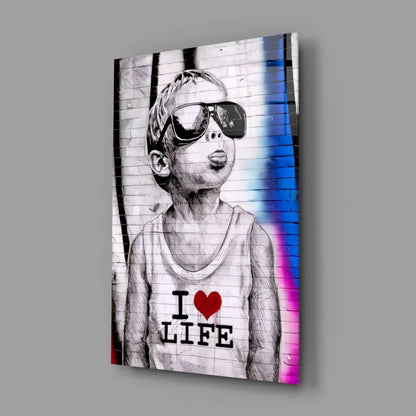 I Love Life vibrant wall art print with tank top, sunglasses, graffiti
