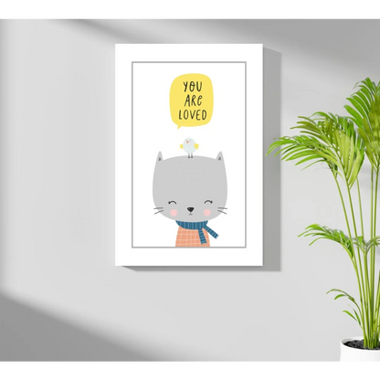 Insigne aluminum prints of gray cat with bird saying you are loved