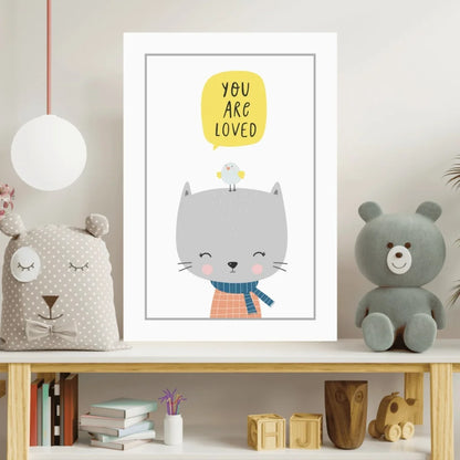 Framed cat illustration on Insigne aluminum prints for modern elegance