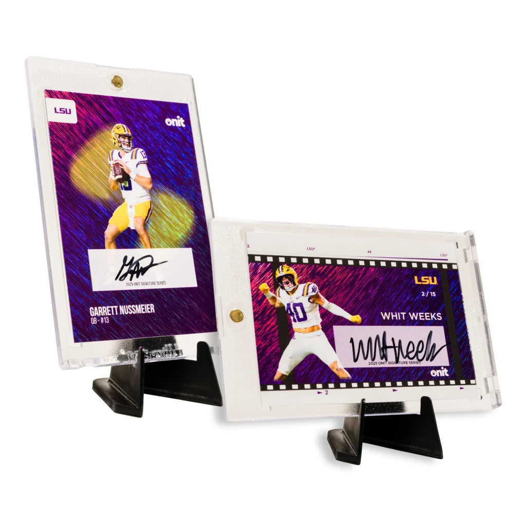 LSU Football Prime Box with three guaranteed autographs in minimalist white black card holder