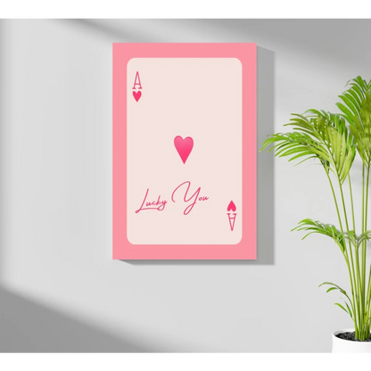 Lucky You Pink Heart Ace Playing Card Aluminum Print