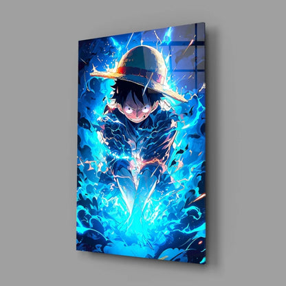Luffy Electric Energy One Piece Glass Wall Art Canvas | Glass Wall Art Print | vintageantiquesgifts.com
