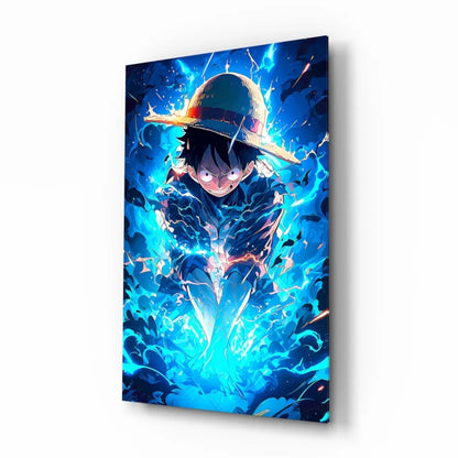 Luffy Electric Energy One Piece Glass Wall Art Canvas | Insigneart USA | vintageantiquesgifts.com