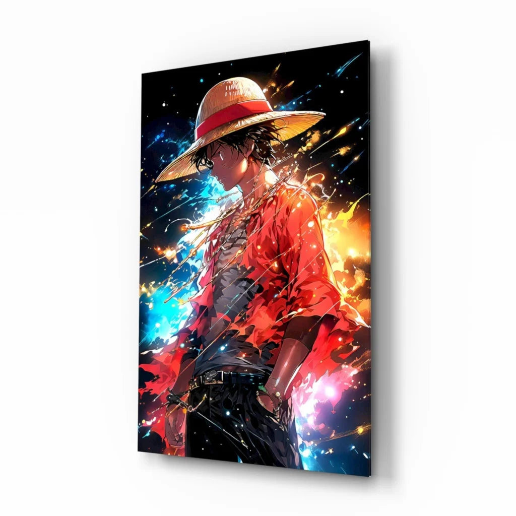 Epic Anime Warrior Canvas Wall Art with Cosmic Energy Flames | Insigneart USA | vintageantiquesgifts.com