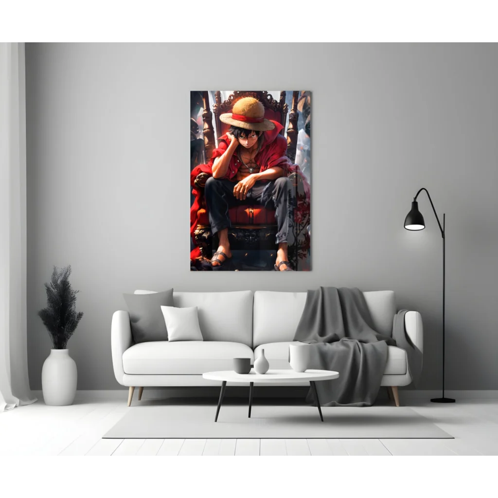 Luffy Throne Glass Wall Art Anime Poster Print | Modern Wall Art Decor | vintageantiquesgifts.com