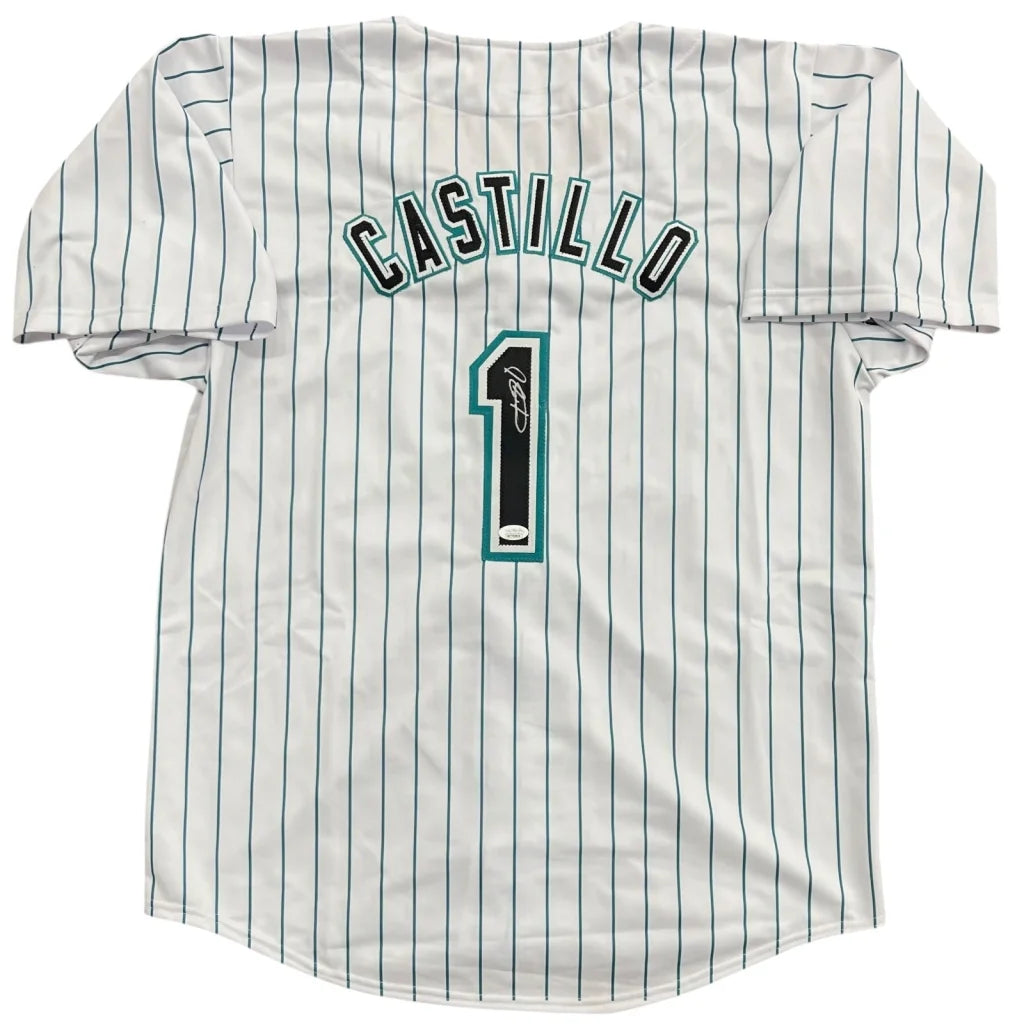Luis Castillo autographed Florida Marlins custom jersey pinstripe #1