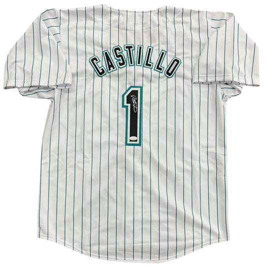 Luis Castillo autographed Florida Marlins custom jersey pinstripe #1