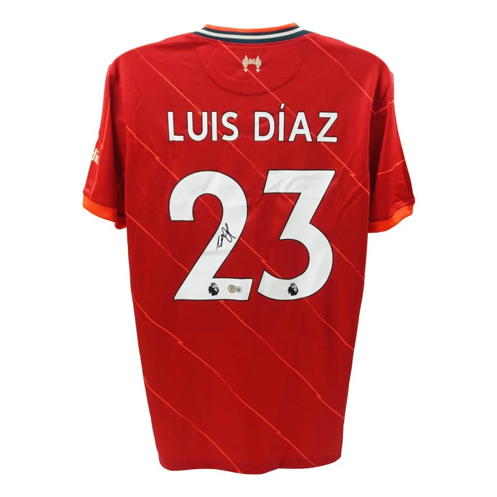 Autographed Luis Diaz Liverpool FC red jersey with Beckett Authentication for sale