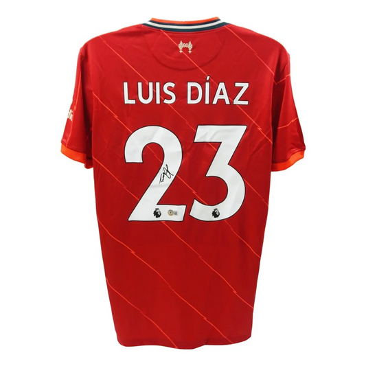 Autographed Luis Diaz Liverpool FC red jersey with Beckett Authentication for sale