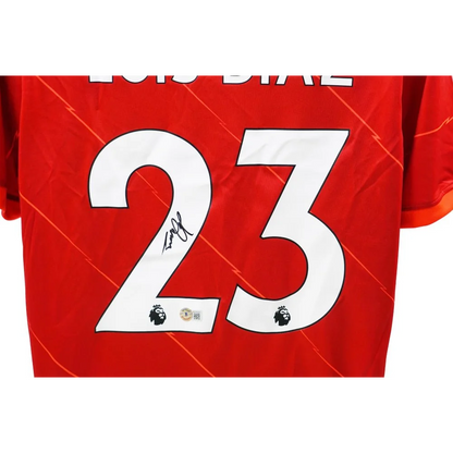 Red Luis Diaz Liverpool FC jersey with 23 and signature, Beckett authenticated
