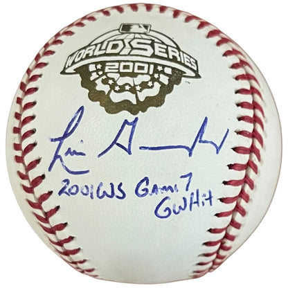 Luis Gonzalez autographed 2001 World Series logo baseball