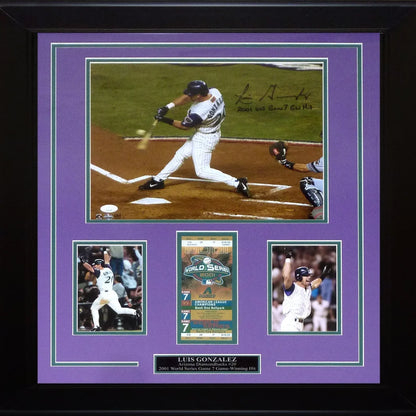 Luis Gonzalez autographed 2001 World Series hit deluxe framed 11x14 photo
