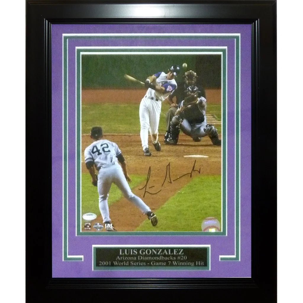 Luis Gonzalez autographed deluxe framed 8x10 photo of 2001 World Series hit