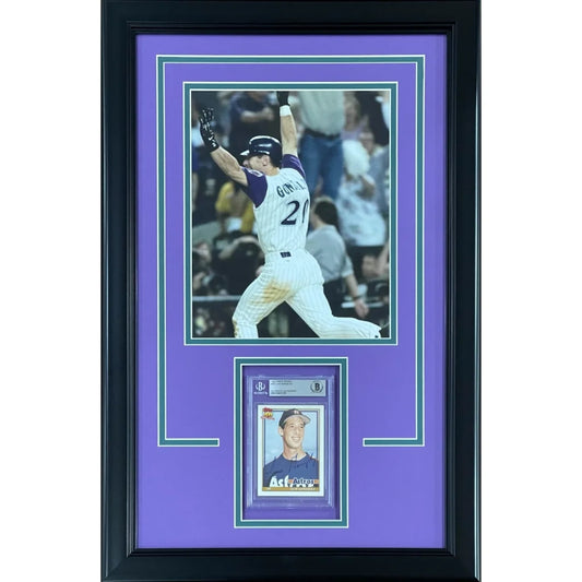 Luis Gonzalez autographed rookie card deluxe framed with Arizona Diamondbacks photo