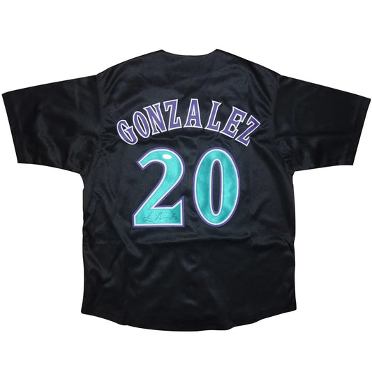 Luis Gonzalez signed custom jersey Arizona Diamondbacks black with teal white lettering number 20