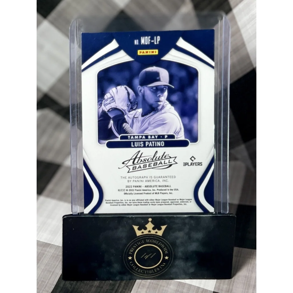 Luis Patino 2023 Absolute Auto card from Prestige Worldwide Collectibles in case