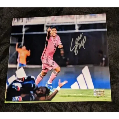 Autographed Luis Suarez Inter Miami photo celebrating a goal with COA for Suarez Inter Miami fans